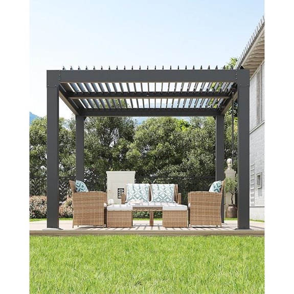 GarveeLife 10ft x 10ft Louvered Pergola with Roof