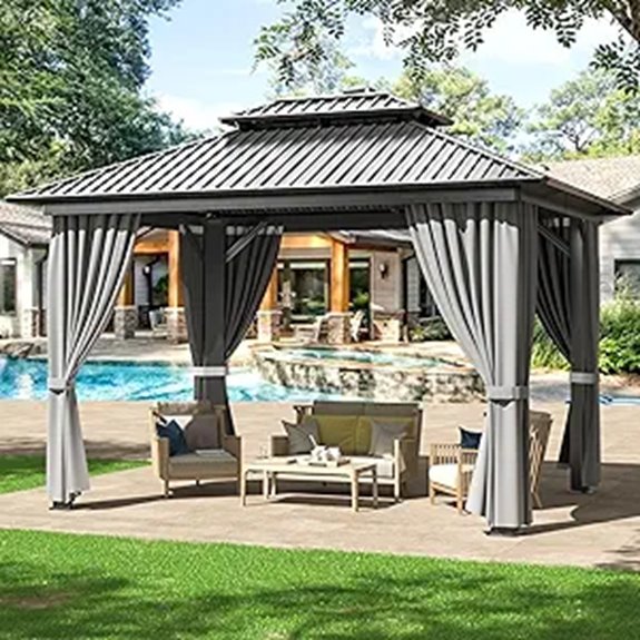 WKM 10x12 ft Hardtop Gazebo with Curtains