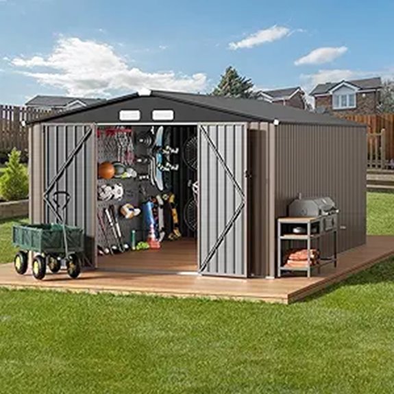 GVDV 10x14 ft Outdoor Metal Garden Shed