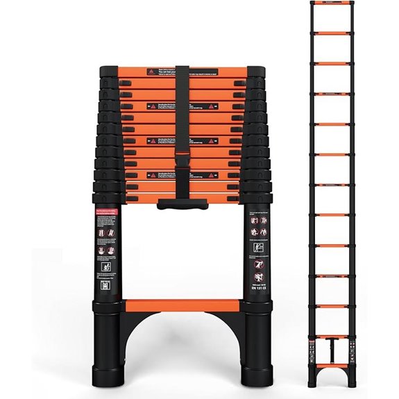 12.5 FT Telescoping Aluminum Ladder 330lb Capacity