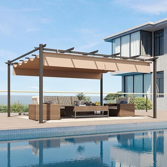 Aoxun 12x16 Outdoor Pergola with Retractable Canopy