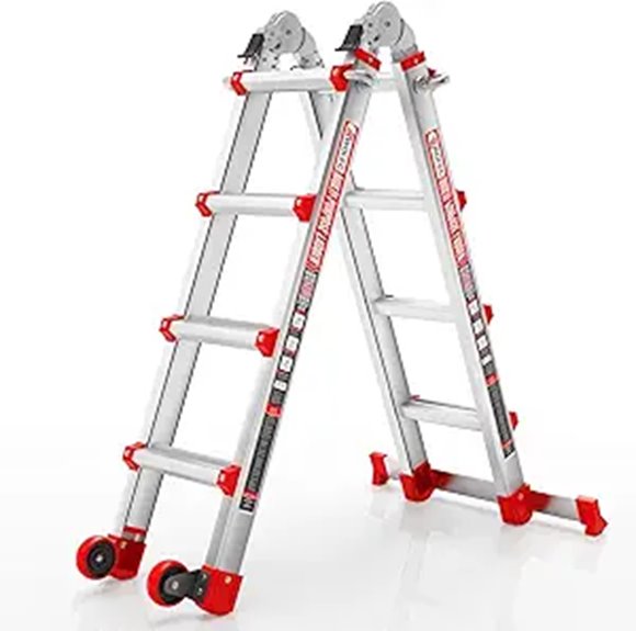Telescoping 14ft A-Frame Ladder with Wheels