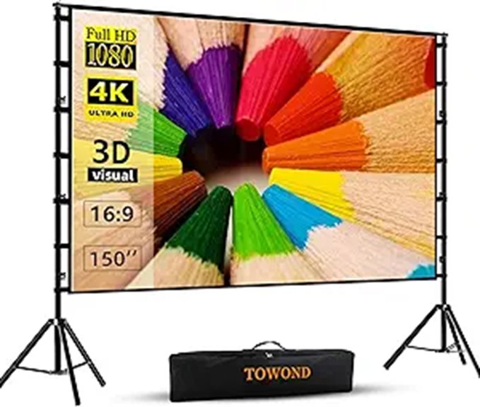 TOWOND 150 Indoor/Outdoor 4K HD Projector Screen