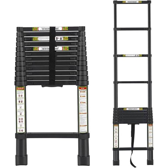 RIKADE 16.5FT Telescopic Aluminum Ladder with Non-Slip Feet