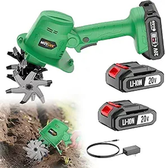 20V Cordless Garden Tiller with Batteries & Charger