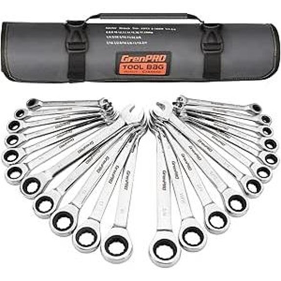 22-Piece SAE & Metric Ratcheting Wrench Set with Organizer