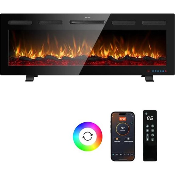 50-Inch Recessed Wall Electric Fireplace with Flame Effects