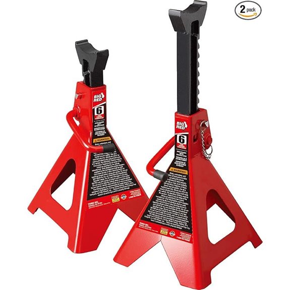 Torin Steel Jack Stands 6 Ton Double Lock Red Pair