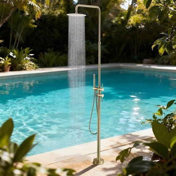 RBROHANT Outdoor Shower Adjustable Stainless Steel Gold