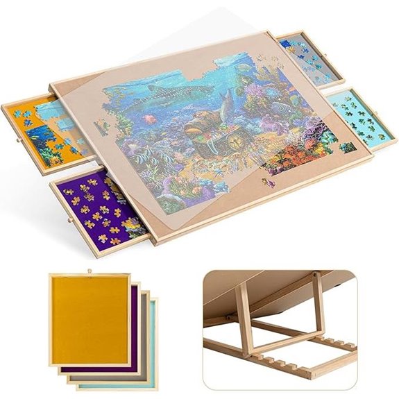 Becko Adjustable Puzzle Table with Storage and Easel