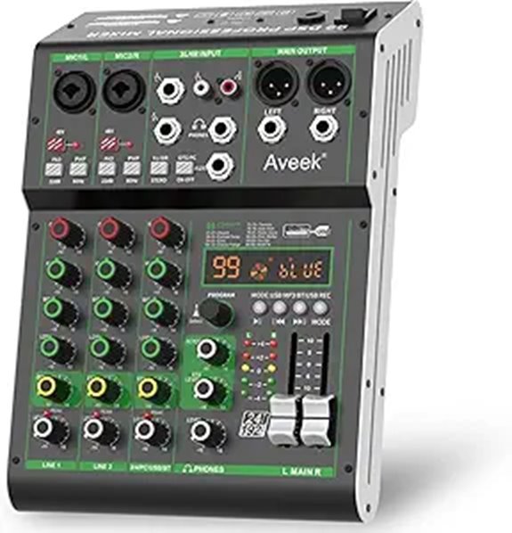 Aveek 4-Channel Audio Mixer with USB and Bluetooth