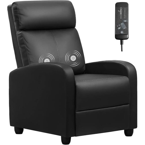 Furniwell Recliner Chair with Footrest Black Leather
