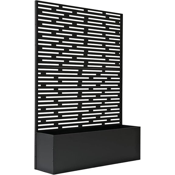 Black Metal Privacy Screen Room Divider with Flower Box