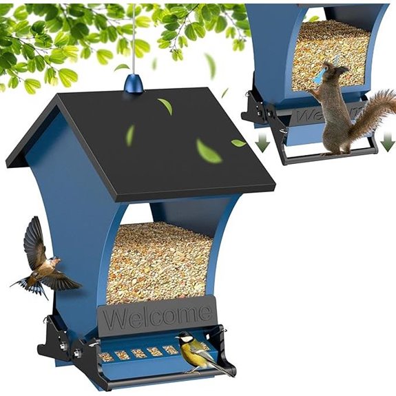 Wildpark Squirrel-Proof Bird Feeders (5LB Metal Blue)