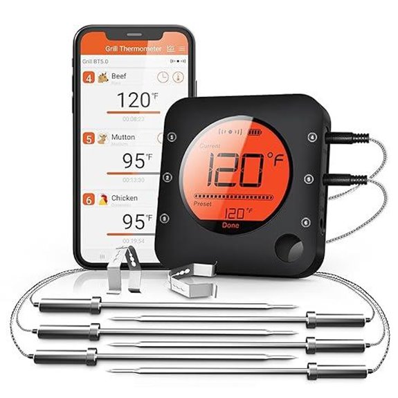 BFOUR Bluetooth Meat Thermometer with 6 Probes
