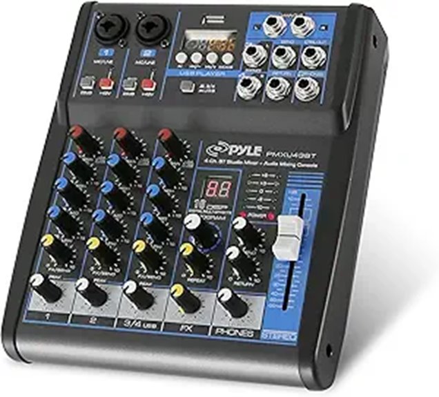 Pyle 4-Channel Audio Mixer with Bluetooth and USB