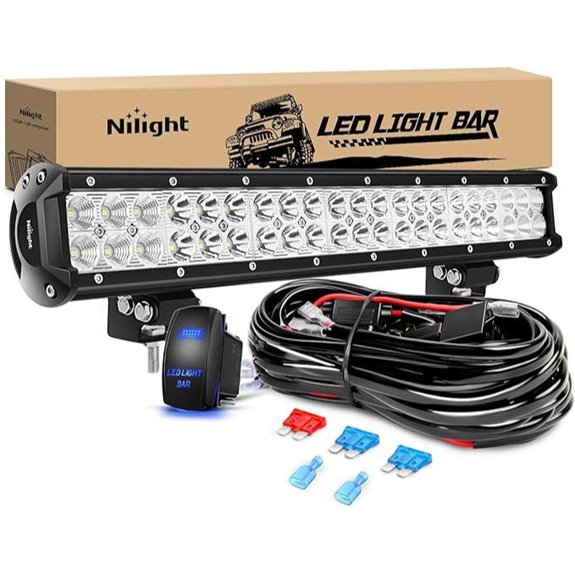 Nilight 20 126W LED Light Bar Kit with Wiring