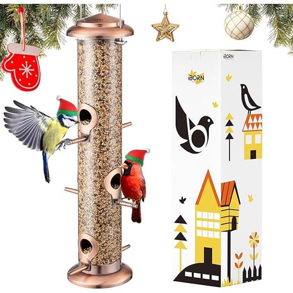 iBorn Metal Bird Feeder Brushed Copper 14 Inch