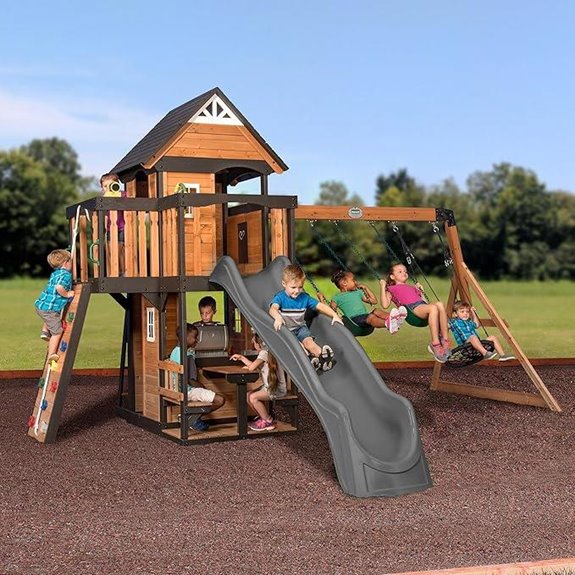 Backyard Discovery Canyon Creek Cedar Playset with Swings