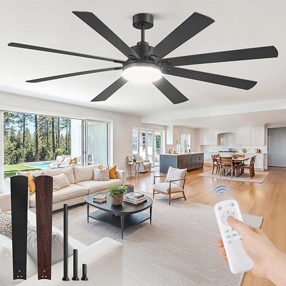 Large Ceiling Fan with LED Light and Remote