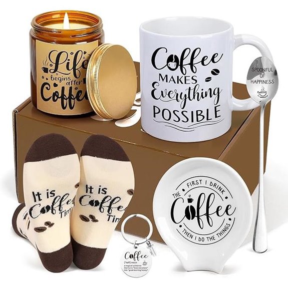 Coffee Gift Set with Mug Socks Keychain (6pcs)