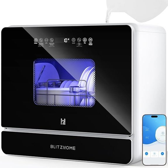 Blitzhome WiFi Mini Dishwasher with 9 Programs