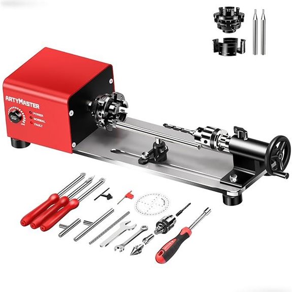 Mini Wood Lathe with Tools and Variable Speed