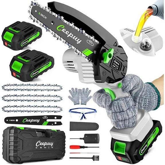 Cordless Mini Chainsaw 6-Inch Battery-Powered Handheld Tool