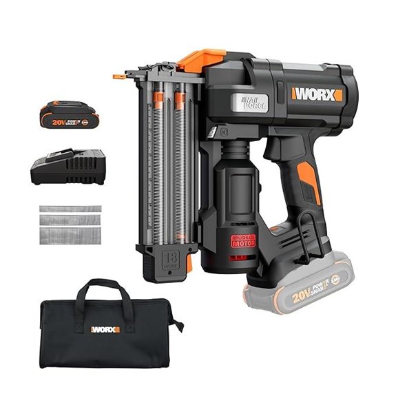 WORX 20V Cordless Brad Nailer with Battery and Charger