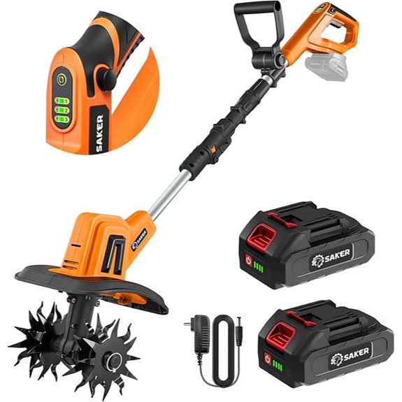 Saker 22V Cordless Garden Tiller with 3 Speeds
