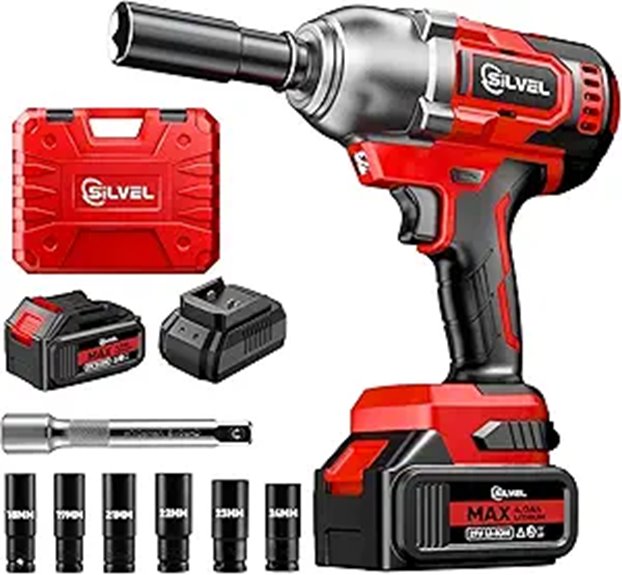 SILVEL Cordless Impact Wrench with 4.0Ah Battery