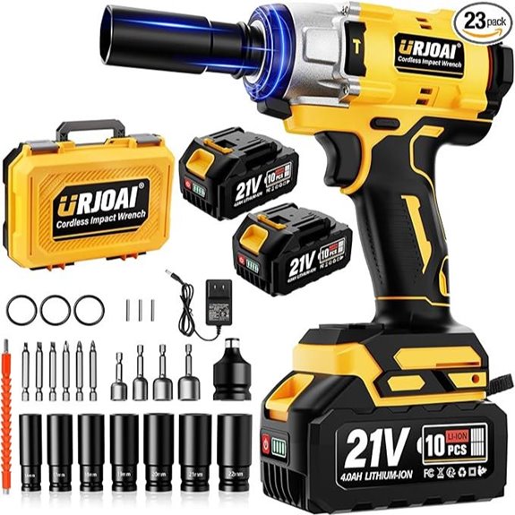 Cordless Impact Wrench Kit with Batteries and Sockets