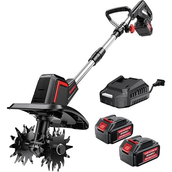 Cordless Electric Tiller with 8.0Ah Battery and Steel Tines