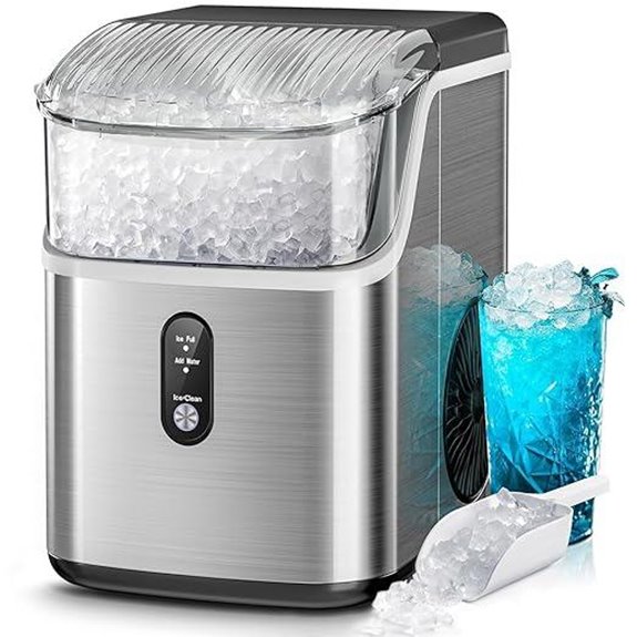 Kismile Nugget Ice Maker Countertop Self-Cleaning