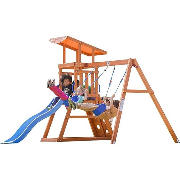 Dolphin Wooden Playground Set with Swings and Slide
