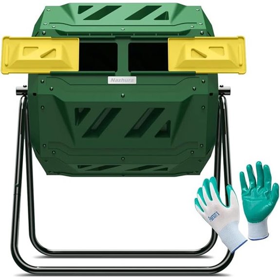 Dual Chamber 43-Gallon Compost Tumbler with Gloves