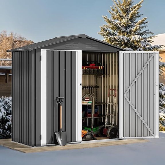 DWVO 6x4ft Weatherproof Metal Storage Shed