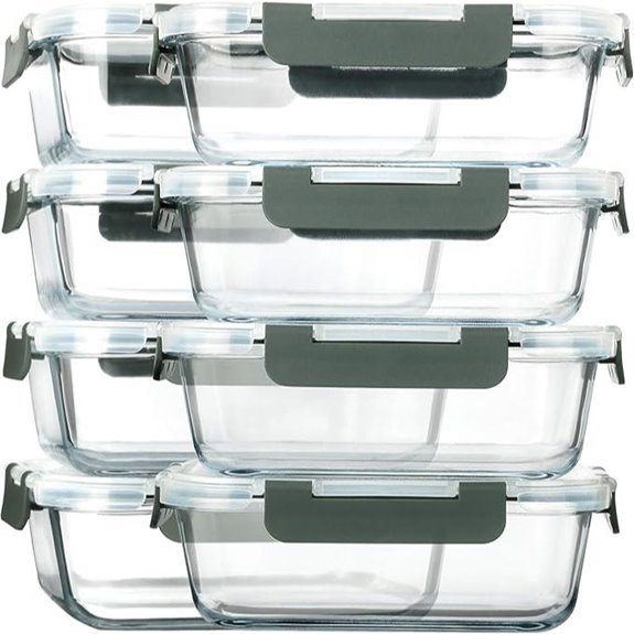 8-Pack 30 oz Glass Meal Prep Containers