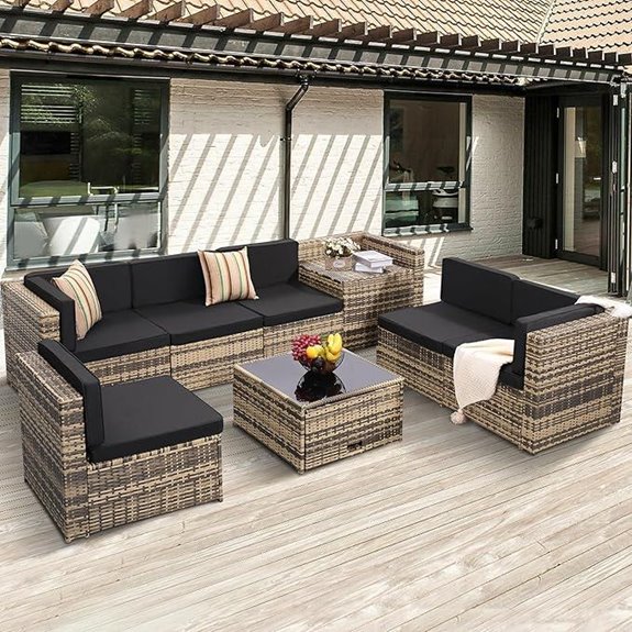 8-Piece Outdoor Rattan Patio Furniture Set