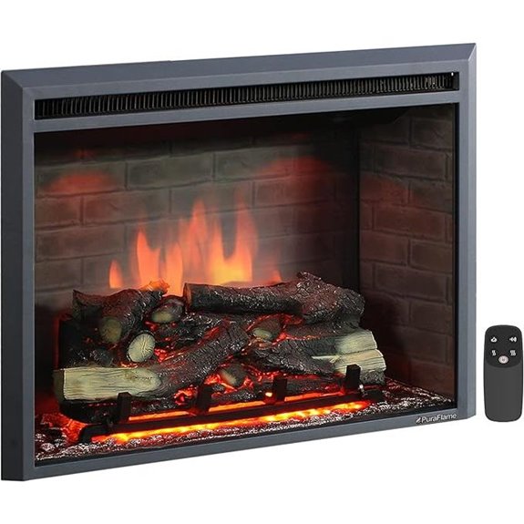 PuraFlame Electric Fireplace Insert with Sound and Remote