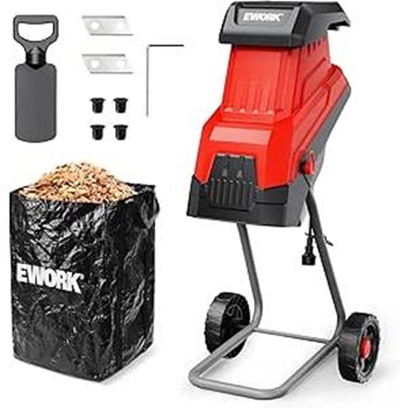 EWORK Electric Wood Chipper with Extra Blades