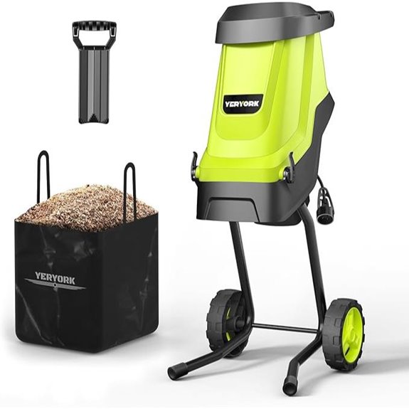 Electric Wood Chipper with 15-Amp Motor and Collection Bag