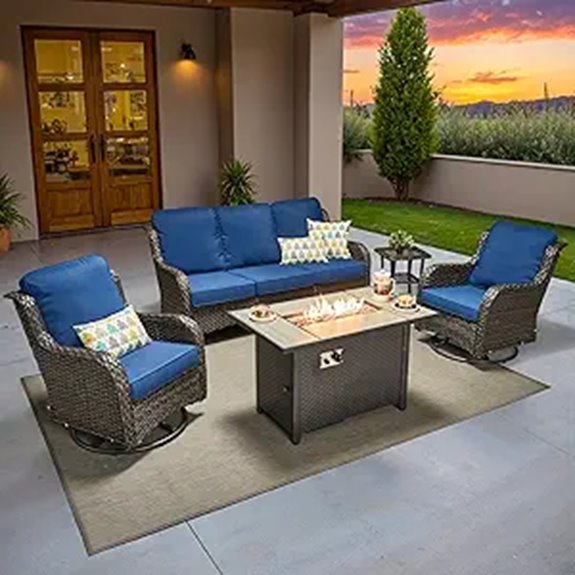 Ovios 5-Piece Patio Furniture Set with Fire Pit