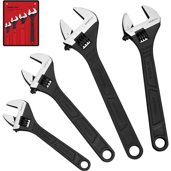 Adjustable Wrench Set 4-Piece Chrome Vanadium Steel