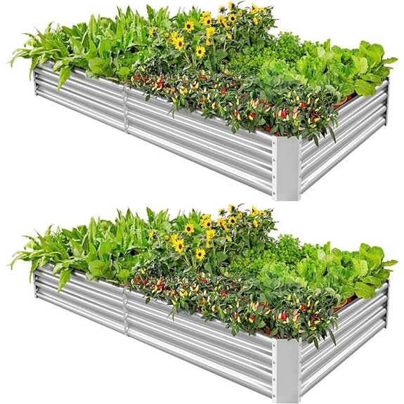 Land Guard 2-Pack Galvanized Metal Garden Bed Set