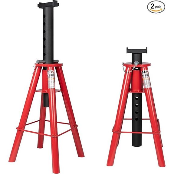 Heavy-Duty 10 Ton Adjustable Jack Stand Pair