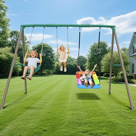 Hapfan 7.3ft Heavy Duty Metal Swing Set