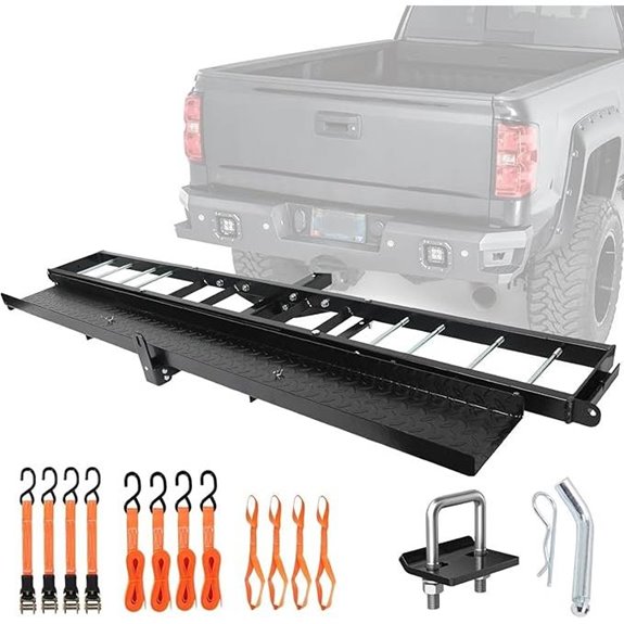 Motorcycle Hitch Carrier 600LBS with Ramp and Straps