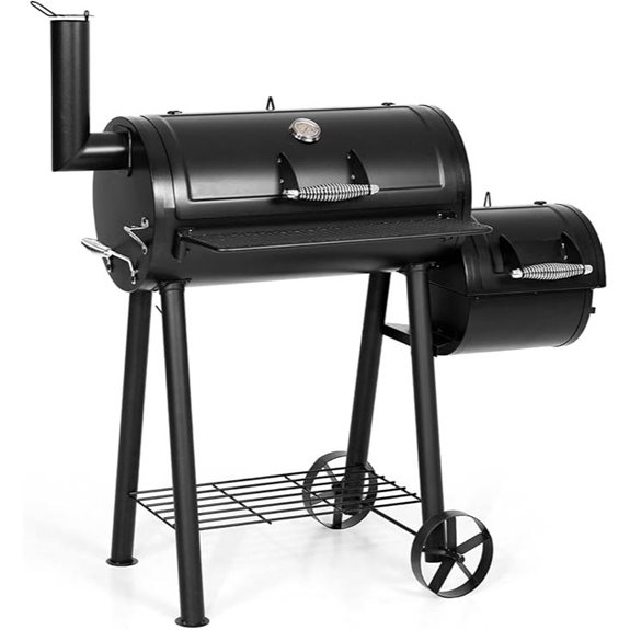 MFSTUDIO Heavy Duty Charcoal Offset Outdoor Smoker Grill