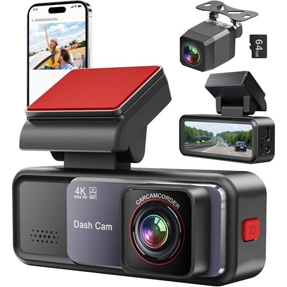 4K+2K Dual Dash Cam with Night Vision and WiFi